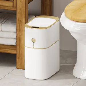 Bathroom Trash Cans(Without battery),Automatic Small Bathroom Garbage Can, Slim Motion Sensor Narrow Trash Bin for bedroom,Office,RV automatic trash smart bin Cleaning Waste Electronic Lid Compact