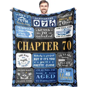 70th Birthday Gifts for Men Blanket 60"x50", 70 Year Old Birthday Gifts for Men, 1956 Birthdays Gift for Him, Best Birthdays Gift for 70th Man, Chapter 70 Throw Blanket