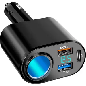 USB C Car Charger, 90W Cigarette Lighter Splitter Adapter,PD 30W Type C Fast Car Charger QC 3.0,12V/24V Dual USB Car Charger Adapter Compatible with iPhone 16 Pro Max Plus 15 14 13 XS Samsung GPS