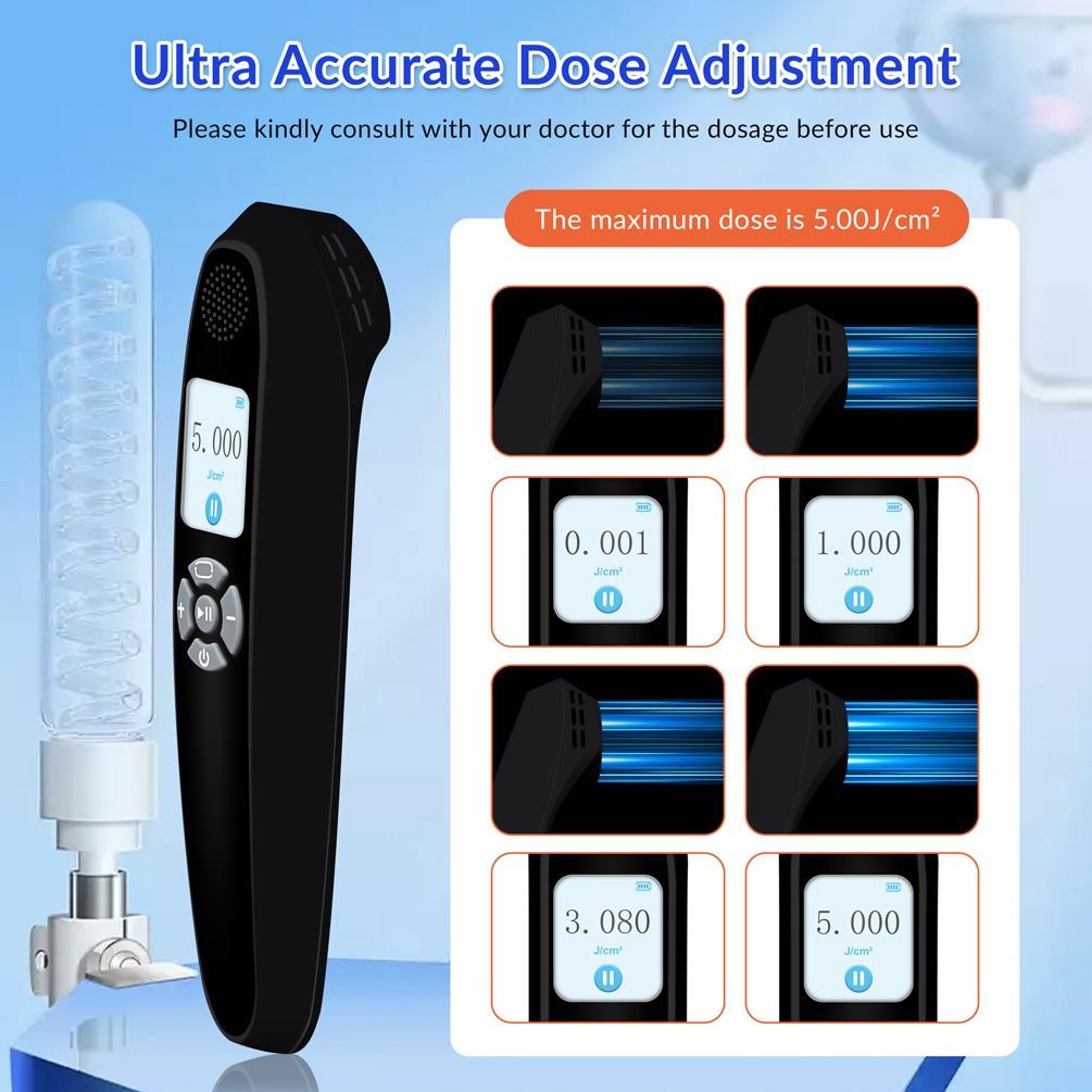 ZJZK 9 Diodes 308nm UVB Excimer Phototherapy Device, 65mW/cm² High Energy Density, Handheld Blue Light Skin Treatment, Targeted Therapy for Vitiligo, Psoriasis, Eczema, Atopic Dermatitis, Portable Home Use for Skin Disorders