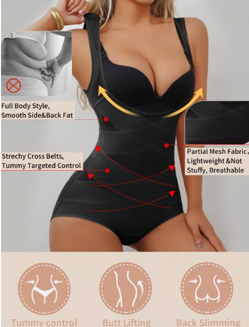 Women's Mesh Breathable Shapewear Bodysuit, Tummy Control & Bust Support Full Body Shaper