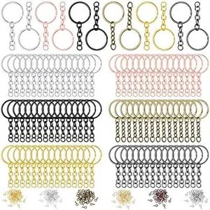 360 count  Bulk Key Chain Making Kit Including 90  Rings with Chain and Open Jump Rings Connectors 180 Small Screw Eye Pins Hooks for Crafts DIY  Making(25 mm,Mixed Color)