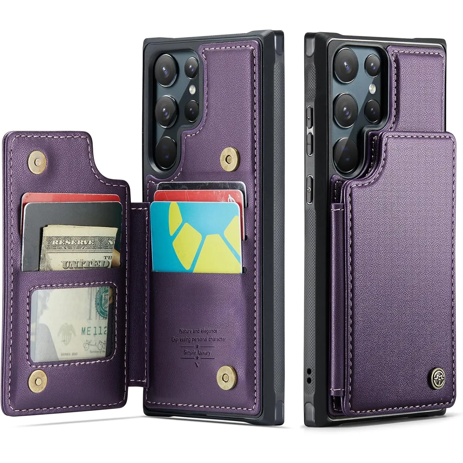 for Galaxy S22 Ultra Wallet Case with Card Holder, RFID Blocking Credit  Slots Kickstand Shockproof Phone Cover for Women Men, Purple - TikTok Shop