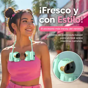 ChulaChill Pastel Macaron Neck Fan  [Limited Drop] Exclusive Bladeless Astronaut Fan for Hot Girl Walk,Fast Cooling Portable Neck Fan, Ultra Quiet Hands-Free, 360° Cooling Hands-Free Personal Fan,Noise-Free,Rechargeable, Adjustable Neck Blower