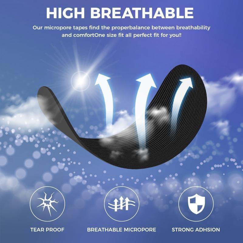 Cloud tape Mouth Tape Pack of 30/60/120 for 1/2/4 Month, Hypoallergenic Adhesive, Mild Tape, Sports Accessories, Black super breathable promotes restful Sleep, Anti Snoring Mouthpiece ,Anti Snoring Set,sleep tape,mouth tape for sleeping,black