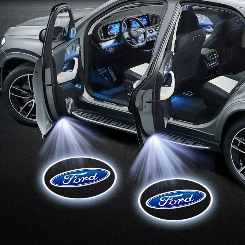 2pcs LED Car Decor Welcome Logo Light Courtesy Door Lamp For Ford Fiesta Ranger Fusion Mondeo Mustang Transit Auto Accessories