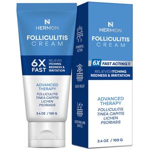 Hermon Folliculitis Treatment Cream - 100ml Organic Adult Haircare, Advanced Compact Formula for Quick Relief, Hydrating Soothing Skin-Safe GMO-Free Multi-Effects Healthy Scalp Care to Restore Scalp Health (Beauty & Personal Care Hair Treatment)
