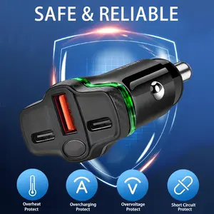 Dual PD 30W + 18W 88W car-mounted three-port full-speed fast charging, supports PD, QC, AFC, PPS, FCP fast charging protocols, supports simultaneous charging of multiple devices, and is compatible with iPhone, iPad and Samsung devices.
