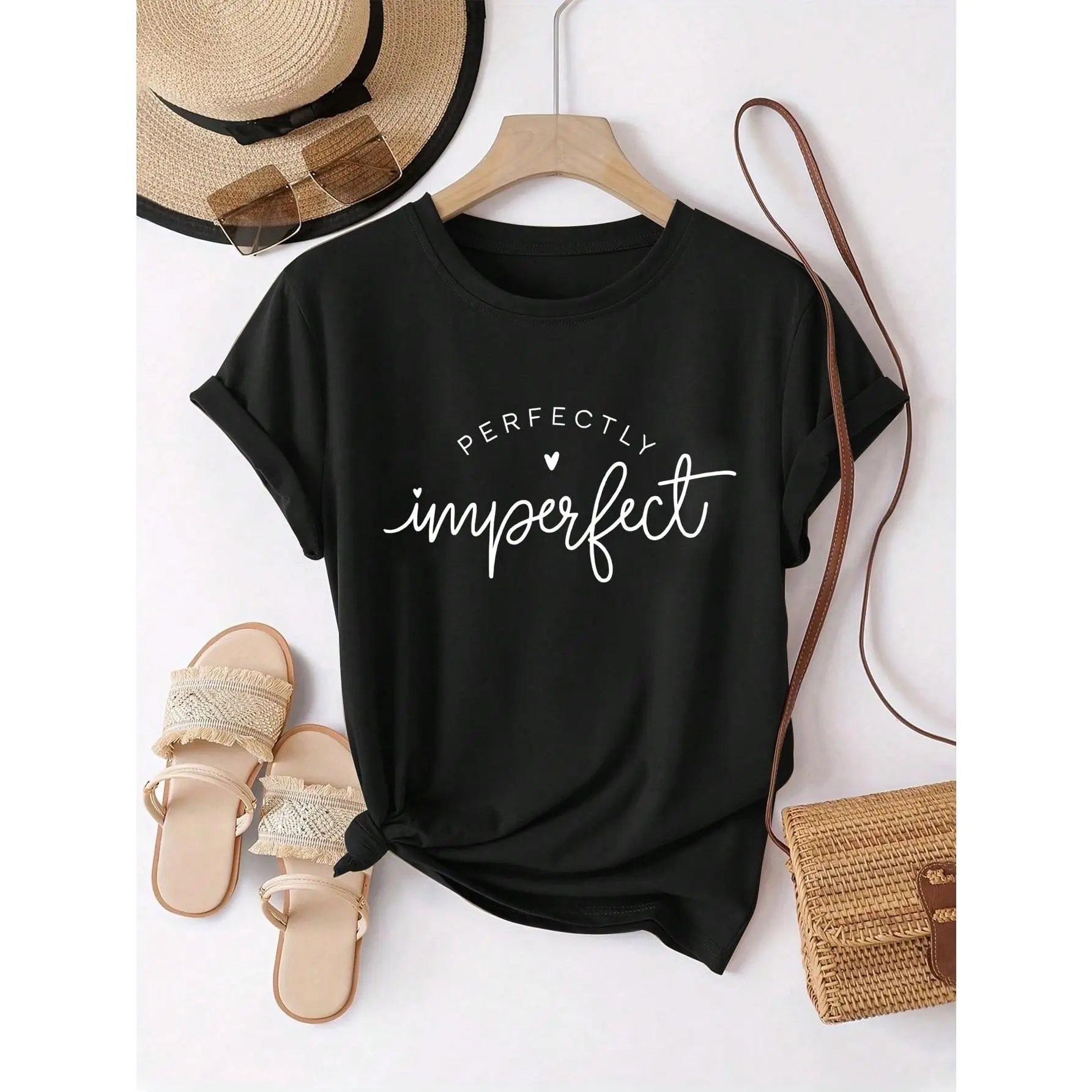PERFECTLY Imperfect Black Summer Casual Women's T-Shirt