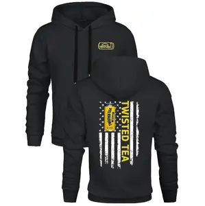 Stylish Twisted Tea Graphic Hoodie For Men Cozy Cotton Blend Pullover With Pockets Perfect For Fall And Winter Casual Wear Featuring Stretchy Knit Fabric