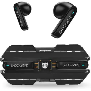 Transformers Megatron Official Bluetooth 5.4 Headphones, Wireless Earbuds with ENC Noise Cancelling Mic| Durable Alloy Earbud Case| Immersive Soundfor Gaming & Commute| Black