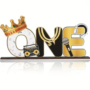 1Set The Notorious One Birthday Decorations Notorious One Sign for Table Centerpieces the Big One Hip Hop 1anniversary Black Gold One Letter Sign for Boys First Birthday Table Decorations