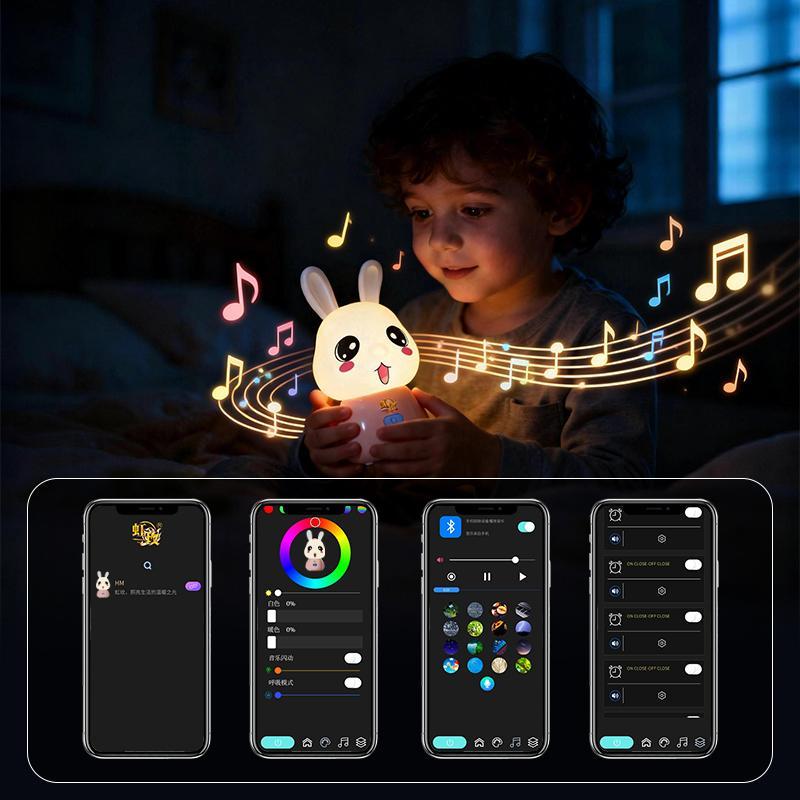 Cute Bluetooth Night Light with App Control - Stepless Dimming, Timer, Colorful Light, Bluetooth Music, Ideal for Sleep & Gift Giving, Perfect for Kids and Bedrooms