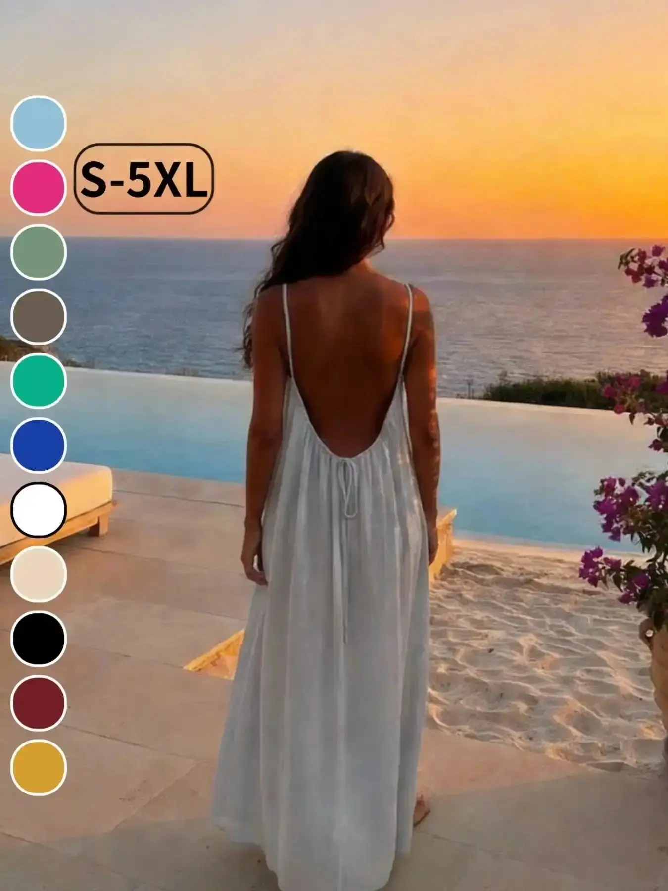 S-5XL Women's Basic Solid Color Sleeveless Lounge Dress, Elegant Long Summer Nightgown, Nightwear, Loose-Fitting Casual Home Wear, Loungewear flattering fit chic look stylish put together