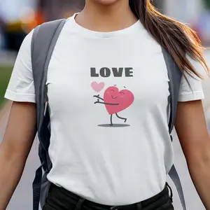 2025 Summer New Women's Cotton Graphic T-shirts - Short-Sleeve Knit Round Neck Casual Tops, Plus-Size Black & White Cute Tees for Teens (Fabric: Cotton Knit)