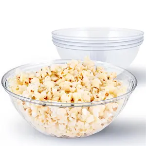 48 oz Clear Plastic Serving Bowls (4 Pack) Disposable Candy Dishes, Buffet Containers for Chips, Popcorn, Snacks, Mints, Salad Bar, Snack Bowl Parties, Office Desk, Bridal Shower, Party Supplies