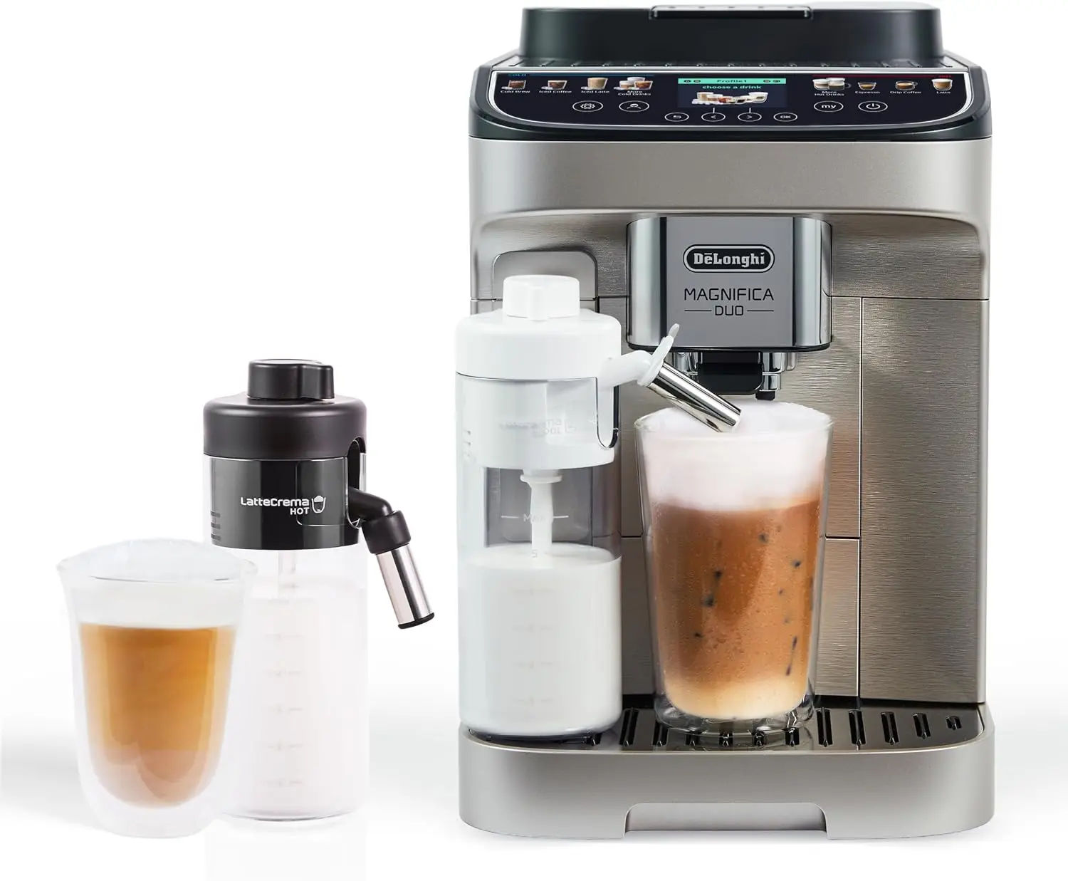 Automatic Espresso Machine, Milk Frother, Silver Automatic Espresso Machine, Milk Frother, Silver