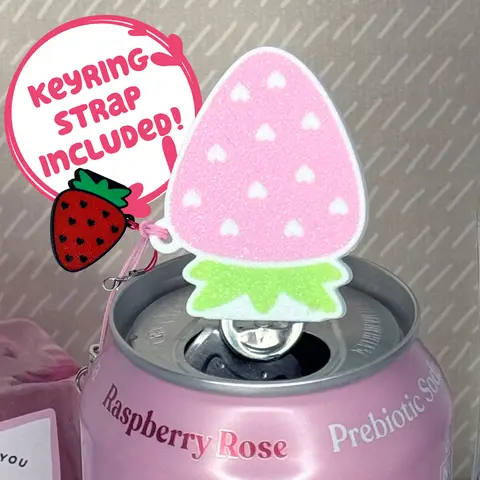 Strawberry Love Tab Buddy Soda Can opener - cute fruit keychain gift present charm accessory for arthritis, EDS, long nails, sore hands, Kitchen Utensils