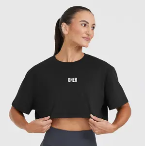 Oneractive Women's Cotton T Shirt Short Sleeve American Style Fitness Yoga Running Breathable Loose Soft Trendy Crew Neck Sportswear