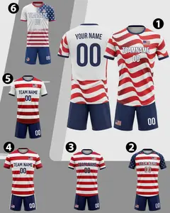 Custom USA Soccer Jersey Set, Patriotic American Flag Team Uniform, Personalized Sports Shirt & Shorts, Independence Day Outfit