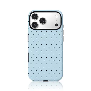 Couple Pink & Blue Polka Dots Phone Case for use with iphone 17 air 16 pro max 15 plus 14 pro 13/12/11 Film 2-in-1 hard shell design phone cases for iphone X/XS XSMAX XR 7/8 PLUS for aesthetic Y2K phone case