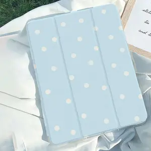 Polka Dots Lightweight Foldable Case for iPad with Light Blue & White Design - Premium Protective Cover for iPad 10.9/ 10.2/ Air 4/ 5/ Pro 11/ 12.9/ 9.7, Durable & Stylish, Tablet Protection |   Quality Craftsmanship For Samsung A7 LITE/S6LITE 10.4/S7/S8/