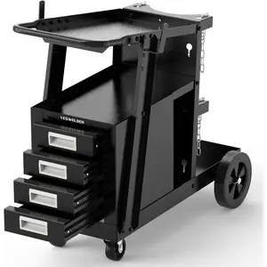 Welding Cart with 4 Drawers for MIG Welder TIG Welder and Plasma Cutter, Heavy Duty Large Storage 360° Rolling Welding Trolley