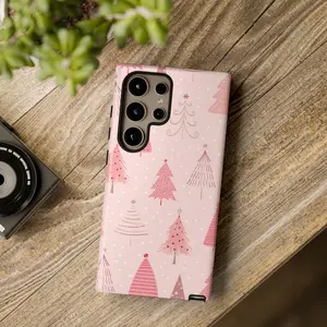 Pink Christmas Tree Iphone 16 15 14 13 12 11 XR Plus Pro Max Mini Case, Pink Christmas Tree S24 S23 S22 S21 S20 S10E Plus Ultra Phone Case