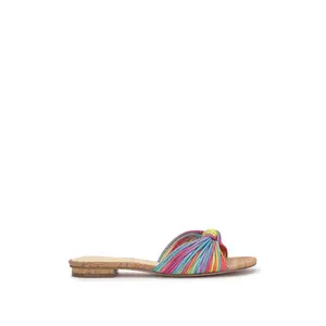 Dydra Knotted Flat Sandal in Multi Stripe