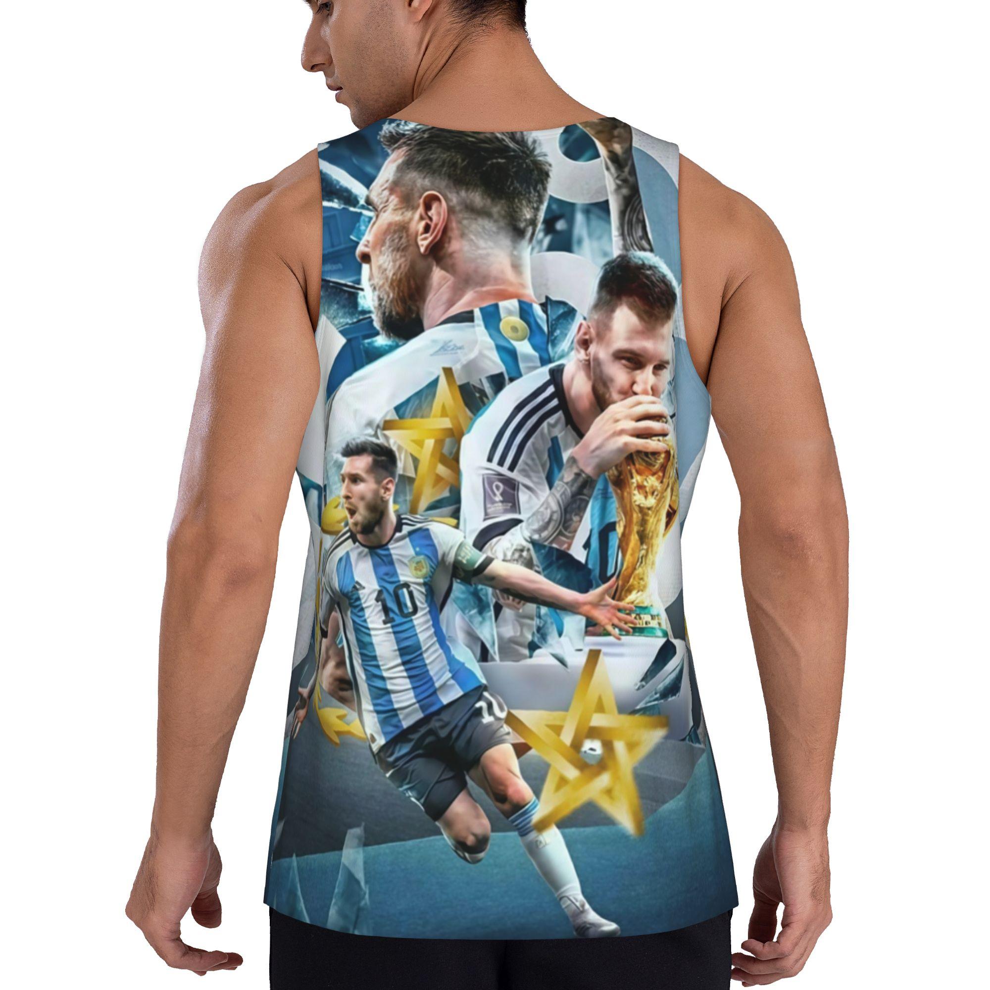 Argentina Messi Kissing World Cup Trophy Graphic Fan Tank Top Messi Argentina 3 Stars Trophy All Over Print Streetwear Tank Breathable summer leisure sports
