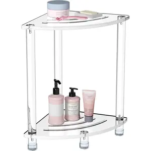 Corner Shower Stool for Inside Shower, Clear Small Shower Bench for Shaving  Seating  Heavy Duty Assemble Modern (Clear, 11.81" D x 11.81" W x 18.11" H)
