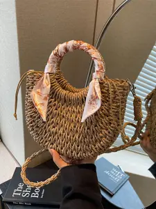2026 New Straw Bag Women Handbag Fashion Holiday Woven Bag Versatile Single Shoulder Crossbody Basket Bag