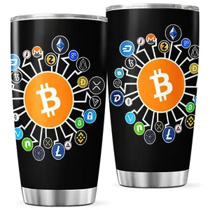 Tumbler Bitcoin Coffee Blockchain Steel Cryptocurrencies Stainless 20 Oz Insulated