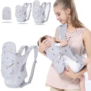 4-in-1 Baby Carrier Newborn to Toddler, Soft Baby Wrap Carrier for Newborn,Shoulder Strap Grid Breathable Infant Sling,Carrier Toddler Carrier Baby Wraps Carrier forGirl and Boy 8-45 lbs(Grey)