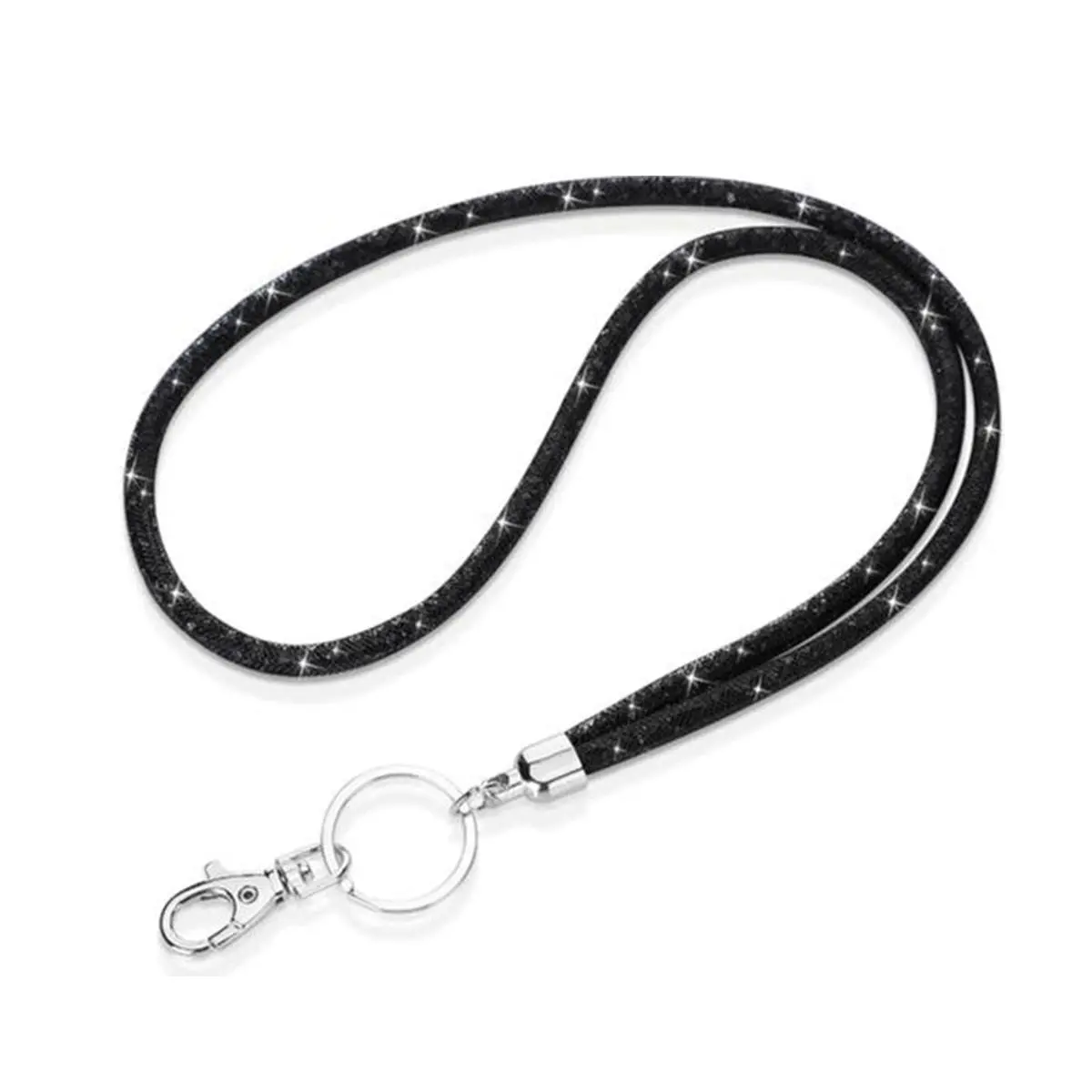 Rhinestone Decorated Lanyard with Key Ring, 1 Count Shiny ID Badge Holder Lanyard, Identification Badges & Supplies for Teacher Nurse Work