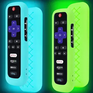 Tcl Roku Remote Control Protector Set, 2-Piece Silicone Case & Battery Cover, Night Glow Blue Skin, Anti-Drop Dustproof