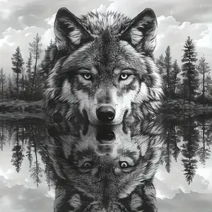 Wolf Pattern DIY Diamond Arts Colorful Painting Kit without Frame, 5D Diamond Arts Colorful Painting Kit, Wall Art Decor