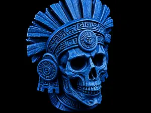 Aztec Skull Home Decor Statue, Unique Desktop Or Shelf Ornament for Living Room