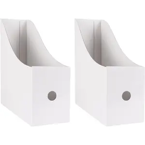 2 Pack White Magazine Holde, Vertical Book Bins for Classroom and Library Use, 10.6'' ×10.2'' ×3.5'' Inch Vertical File Folder Box