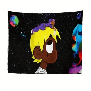 1pc Hip-Hop Music Tapestry - Funny Anime-Rapper Poster - Heavy-Duty Peach Light Beige Velvet-like Texture (140-160g) - for Man Cave, Dorm, Party Decor - No Electricity Needed - Perfect Gift for Hip-Hop Fans
