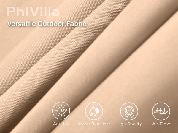 [8 Color] PHI VILLA 15 ft Double-Sided Outdoor Umbrella with Crank, Steel Pole, 100% Polyester Fabric, Durable Base Included, Iron Ribs Patio Stand Modern Design