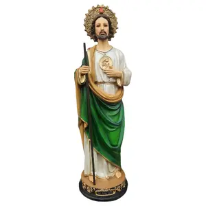 San Judas 24" Inches Tall Classic , Grabado o Vestido Made In Mexico Statue Saint Jude Standing Figure in Box New and Unopened Religious decor  Patron Saint with Eyelashes Ornaments Tadeo