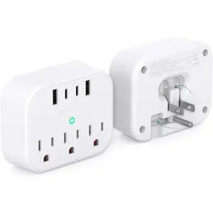 P-PSP03   Cruise Ship Essentials - Cruise Approved Power Strip Non Surge Protector, Travel Plug Adapter with 3 Outlets 4 USB (2 USB-C), Foldable Outlet Extender for Travel Cruise Must Have