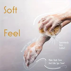 1 Extra Large Bathtub Sponge - High-Density Scrubbing Shower Cleaner with Hanging Loop, Dual-Textured Yellow and White Exfoliating Sponge for Deep Cleaning, Durable Bathroom Essential, Suspended Bath Sponge | Practical Bathroom Accessory | Effective Stain