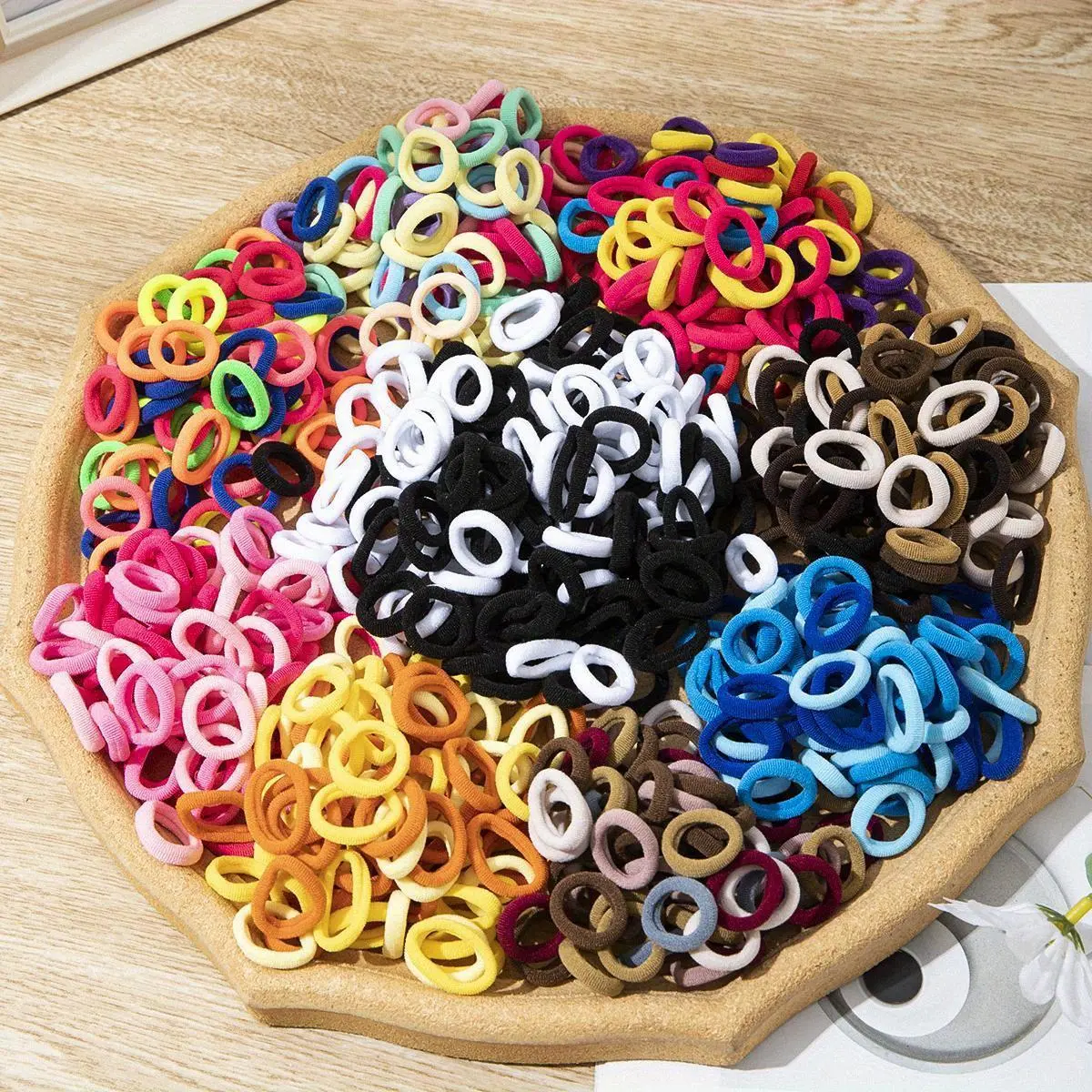 [Colorful Hair Bands] 100pcs Colorful Nylon Elastic Hair Bands | Mixed Colors, Polyester Hair Ties for Ponytails, Small Hair Accessories, Scrunchies for Teens & Older Teens, Elastic Hair Ties Ponytail Holders