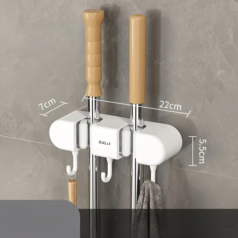 Mop-clamp hook Wall-mounted non-porous mop-stand Bathroom mop-storage hook mop-stand retaining clamp
