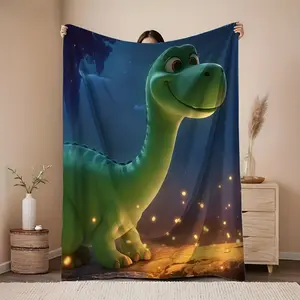 Glow-In-The-Dark Dinosaur Patterned Blanket, Soft and Comfortable, Warm and Cozy, Enhances Home Atmosphere, Ideal Home Decoration and Daily Warmth Item, Suitable for Bedrooms and Living Rooms, Creatively Designed To Add Fun To Life