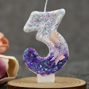 1pc gradient purple double butterfly number birthday candles are perfect for decorating birthday cakes and creating a party atmosphere. They can also be used as party decorations for Halloween, Christmas, and other events.