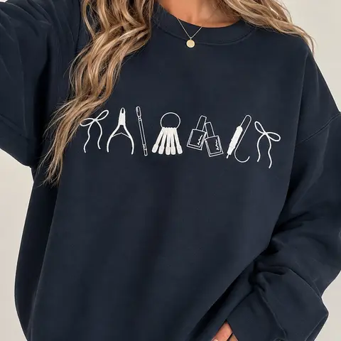 Nail tech artist icon crewneck | nail tech crewneck | neutral aesthetic Pullover Casual Comfortable Sweatshirts for aesthetic nail artist women. Nail artist tech sweatshirt Womenswear Cotton Fashion