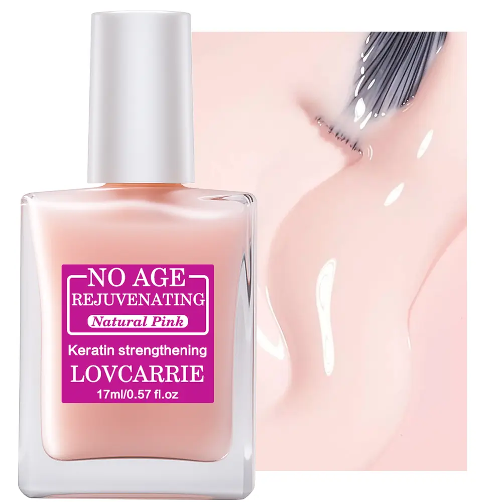 LOVCARRIE NO AGE Rejuvenating Nail Strengthener, Keratin Infused Natural Pink Nail Care Varnish, Anti-Yellow Repair Brittle Thin Split Nails, Long Lasting Youthful Shine Manicure Polish 17ml